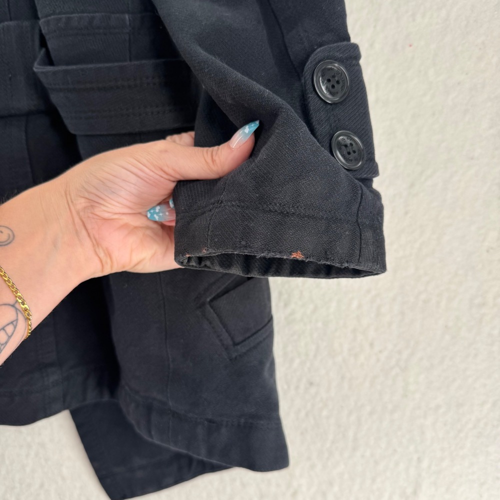 EDC by Esprit - Pea Coat Double Breasted Cotton Twill - Black - M - Womens - Picture 8 of 12